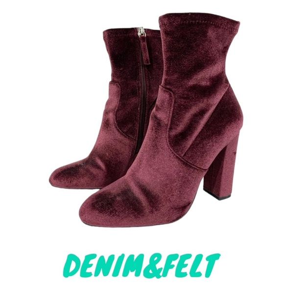 Steve Madden Edit Burgundy (Wine) Velvet High Heel Mid-Calf Boots | NEW!! ♥️🍷 - Picture 11 of 16